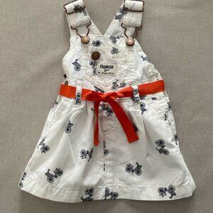 OshKosh B'gosh White Allover Bicycle Print Jumper Dress size 3 Months